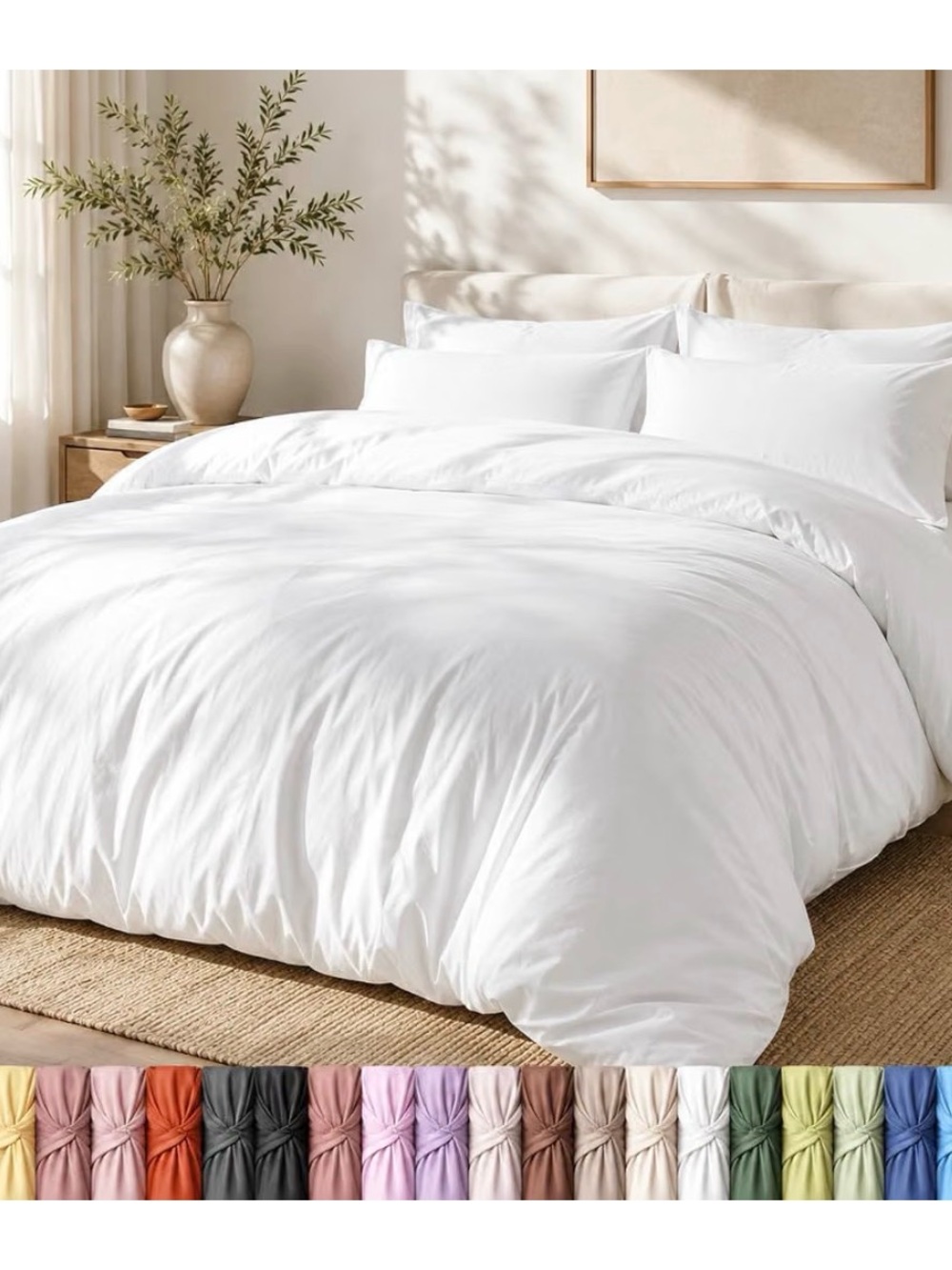 King Sized White Duvet Cover Set - Soft Everyday Bedding